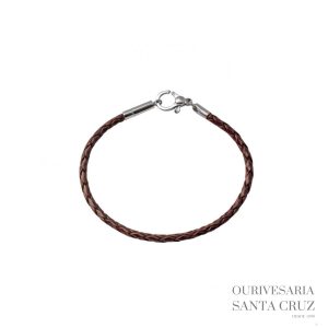 SMW Pulseira Castanho Entraçado Fecho em Prata 925