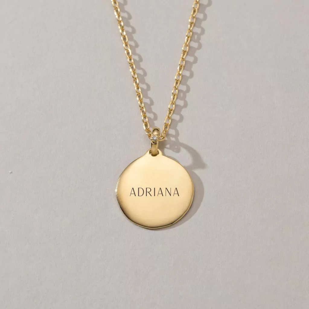 Colar Medalha Redonda em Prata de Lei e Brilhante Personalizável - Image 2