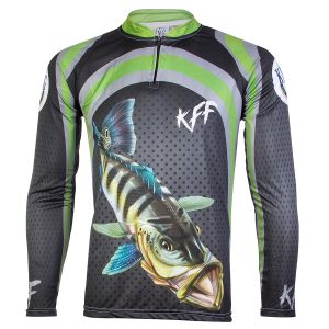 Camisa De Pesca +UV50 Dry Fit Tucunaré Preto Verde King