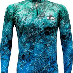 Camisa De Pesca +UV50 Esqueleto de Peixe Azul King
