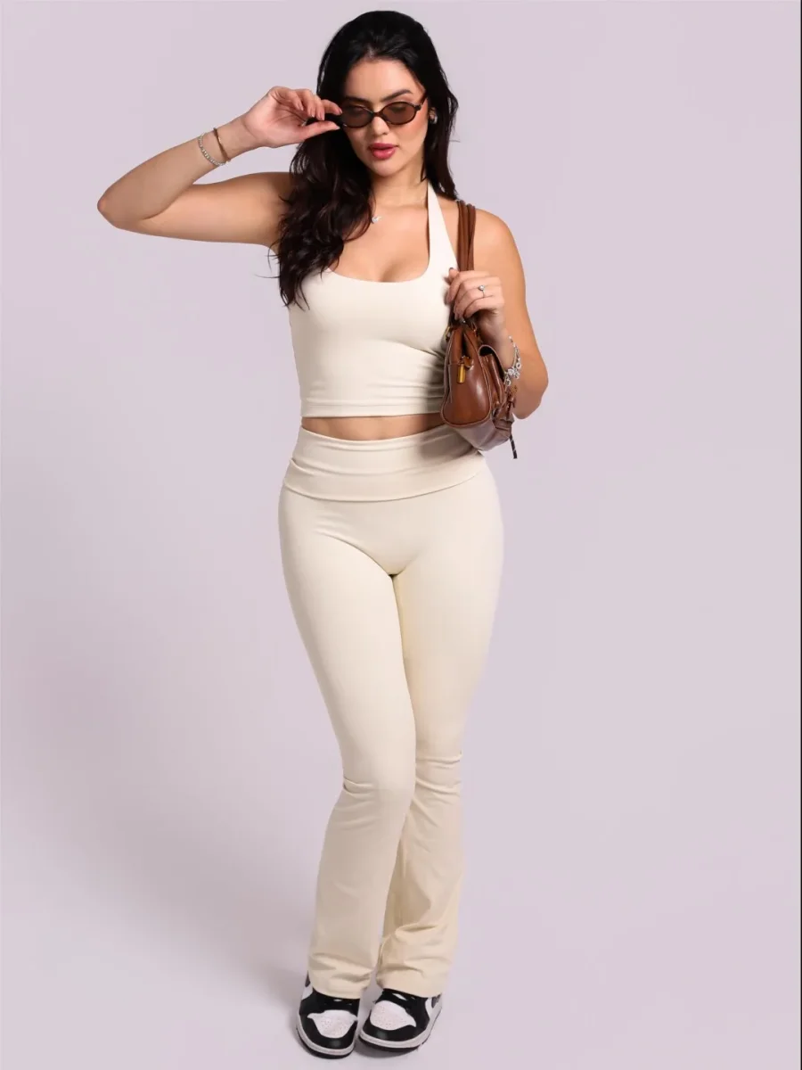 Calça Flare Fold Baunilha - Image 6