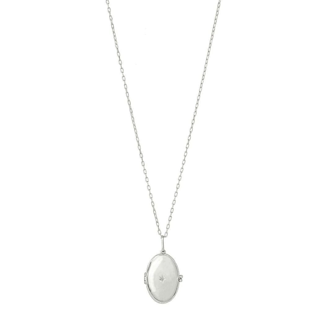 Colar Relicário Oval em Prata de Lei com Brilhante - Image 6