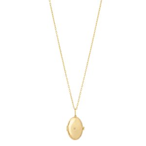 Colar Relicário Oval em Prata de Lei com Brilhante