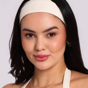 Faixa De Cabelo Bordada Baunilha