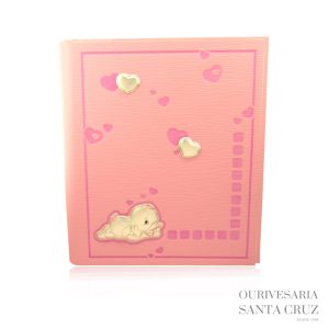 Album Rosa com Pato e Corações de Prata Bilaminada