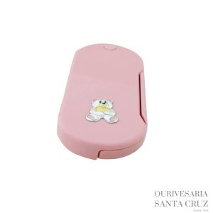 Porta Talheres de Prata Bilaminada Urso Rosa