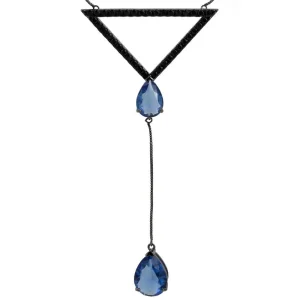 Colar Gravatinha Triângulo Gotas Tanzanita Negro Semi Joias
