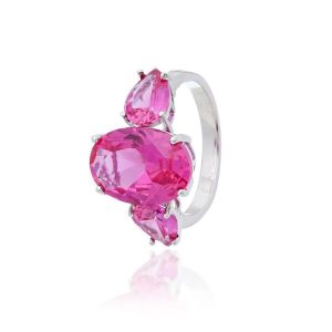 Anel Three Stones Pink