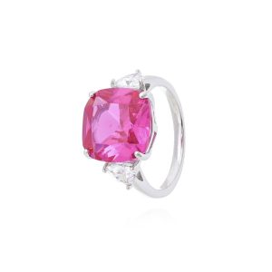 Anel Square Stones Pink