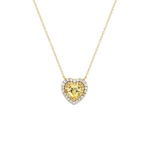 Conjunto Heart Ouro Fancy Yellow Prata 925
