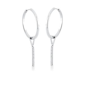 Argola 2 em 1 Pingente Palito Zircônias Silver