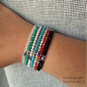 Pulseiras de Cristiais e Hematita Prateada