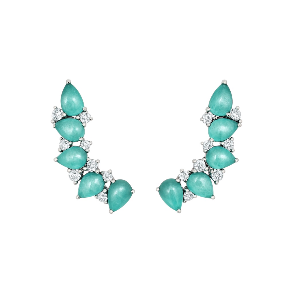 Brinco Ear Cuff Gotas Esmeralda Colombiana Prata925 - Image 4
