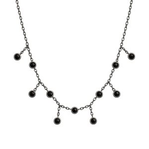 Choker Pontos Delicados de Luz Negro Prata 925