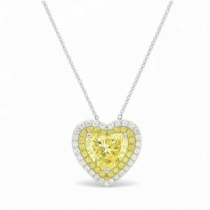 Conjunto Heart Fancy Yellow Prata 925