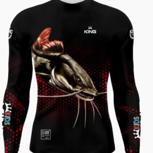 Camisa Com Proteção Solar Infantil Preta e Vermelho