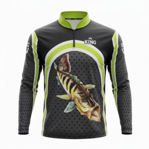 Camisa De Pesca Infantil Proteção Solar Verde Preta King