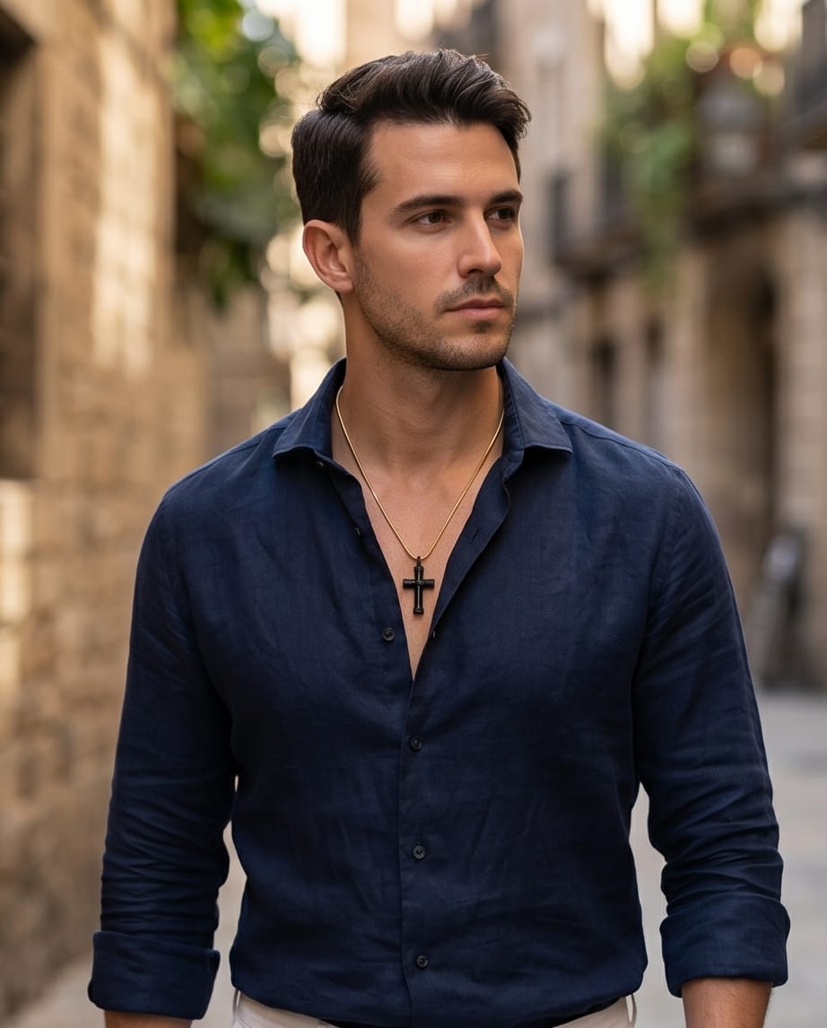 CORRENTE MASCULINA E PINGENTE CRUZ 60CM