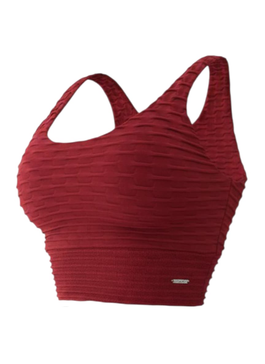 Top Cropped Fitness Vinicola Alta Sustentação Cós Largo Delicate M&C - Image 4