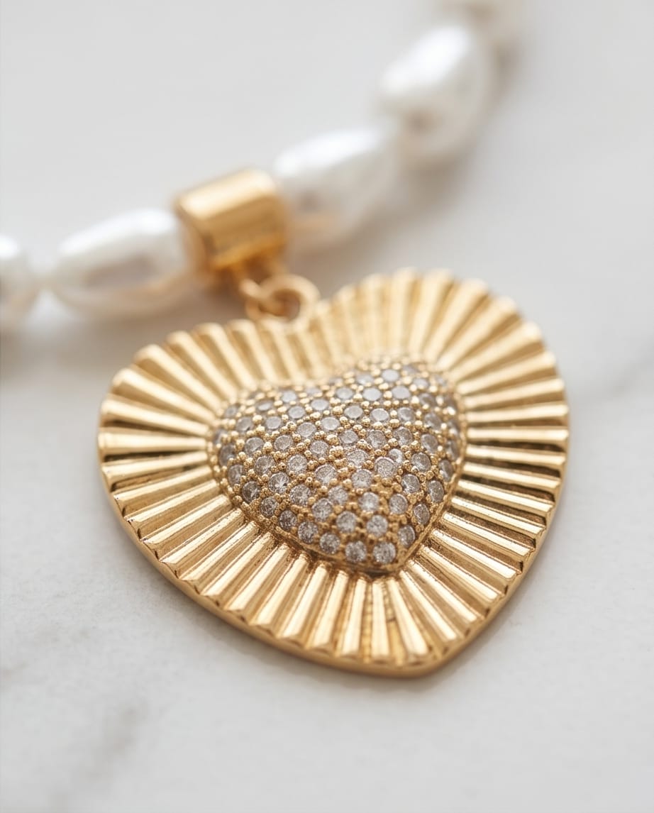 COLAR LUXO ESTILOSA PEROLAS COM PINGENTE ZIRCONIAS - Image 5