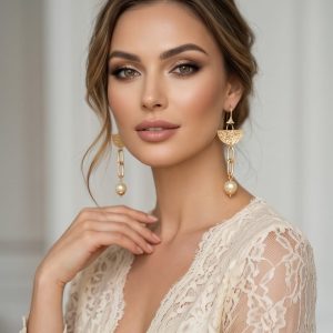BRINCOS LONGO LUXO ESTILOSA ZIRCONIAS E PEROLAS
