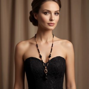 COLAR 70CM PEDRAS E ZIRCONIAS NEGRAS