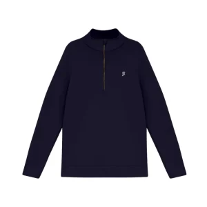 Blusa Slyce Classics Piquet Quarter Zip Azul Marinho
