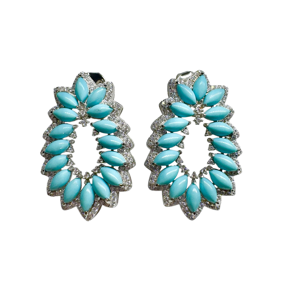 Brinco Petals Turquesa Silver - Image 2