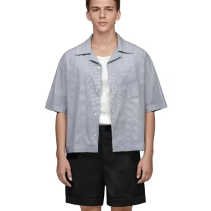 Camisa Manga Curta Boxy Saint Studio Egípcio Listrada Marinho