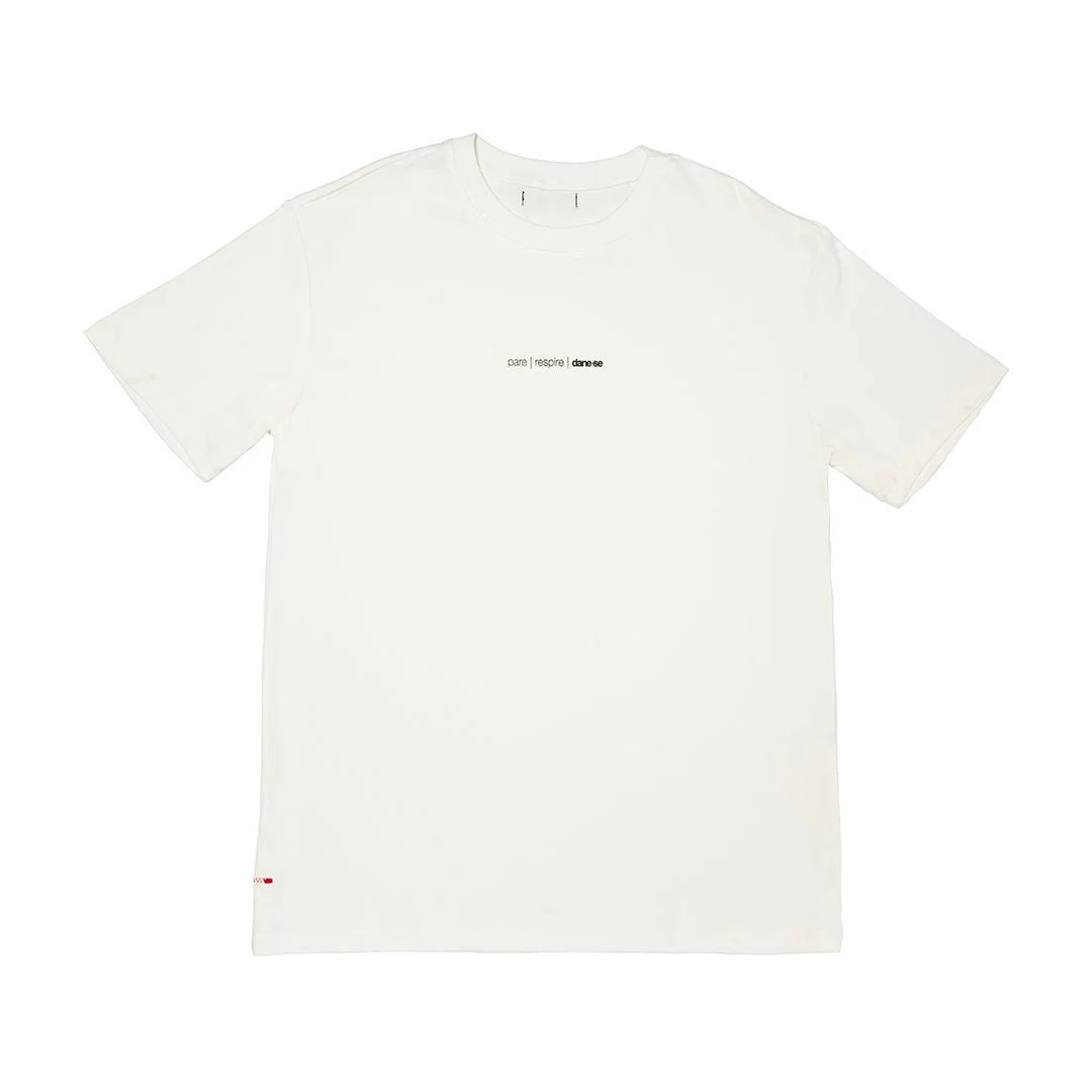 Camiseta Oversized Dane-se Pare, Respire Off White