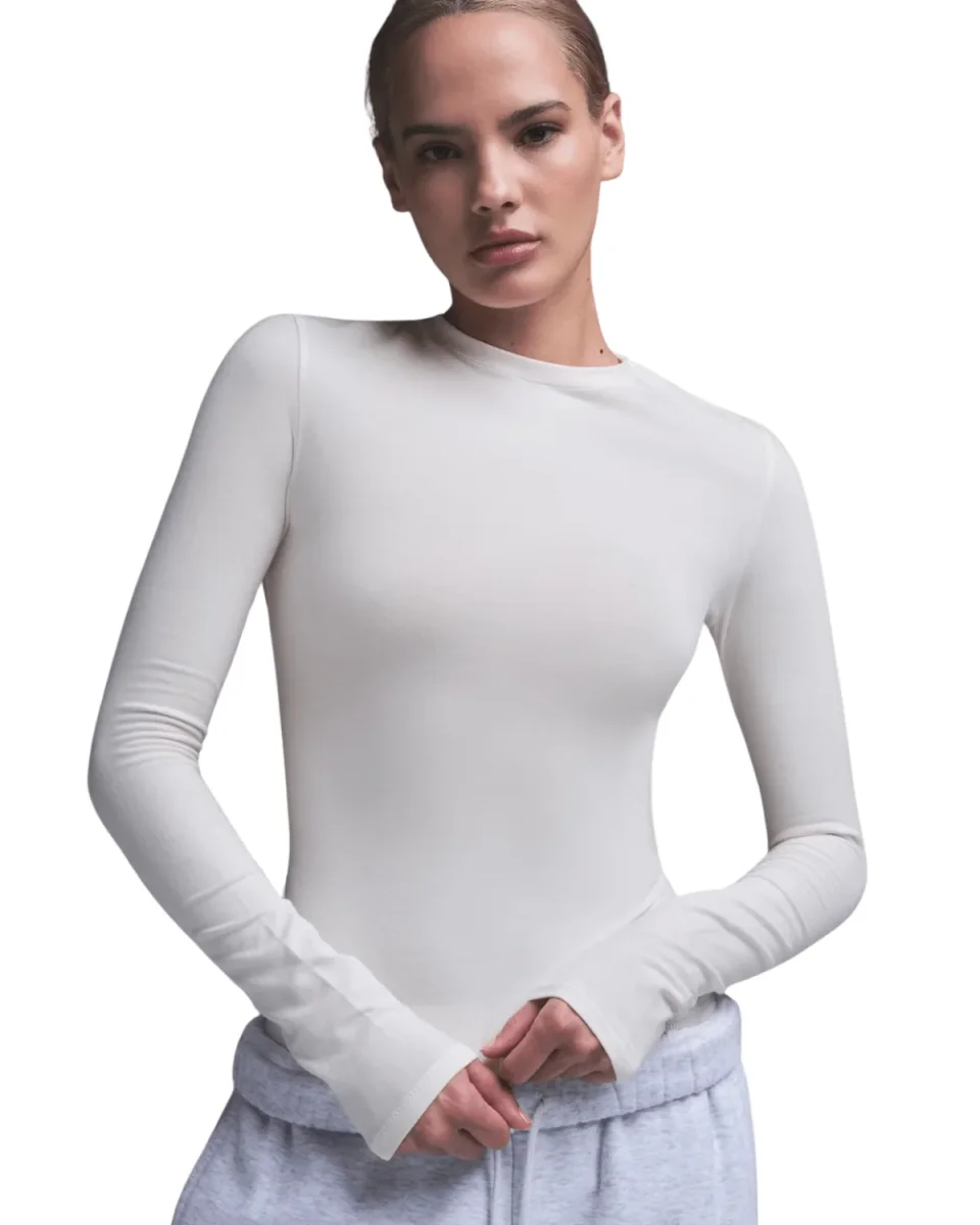 Camiseta Skims Manga Longa Cotton Jersey Marble Branco - Image 2