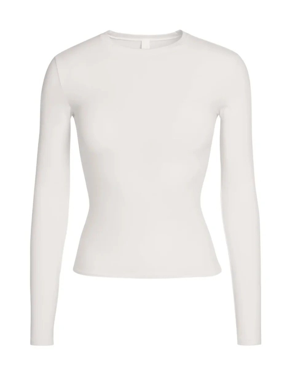 Camiseta Skims Manga Longa Cotton Jersey Marble Branco - Image 3