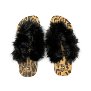Chinelo Havaianas Top Dolce & Gabbana Faux Fur Leopardo Marrom