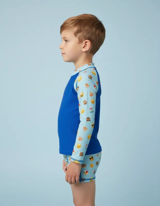 Conjunto Infantil Uv50+ Camiseta Longa E Sunga Azul - Image 7