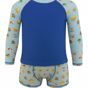 Conjunto Infantil Uv50+ Camiseta Longa E Sunga Azul