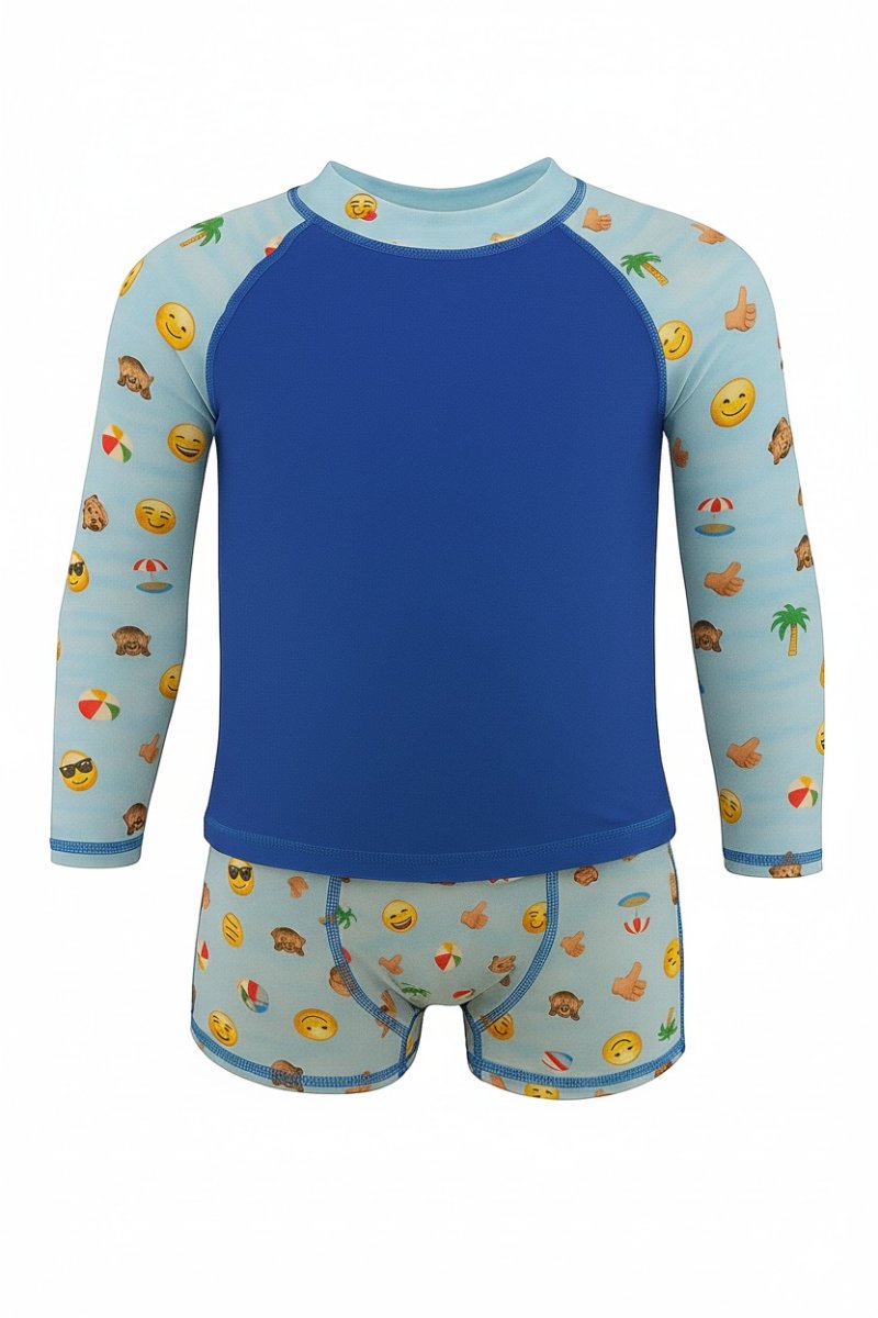 Conjunto Infantil Uv50+ Camiseta Longa E Sunga Azul - Image 2