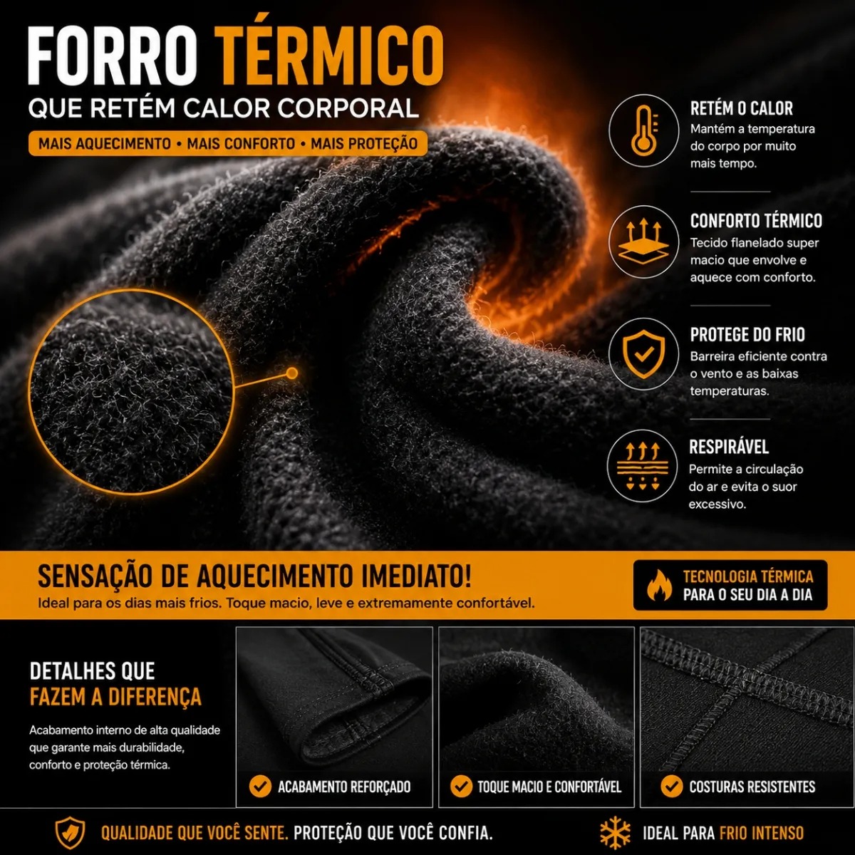 Calça Térmica Preta Flanelada Felpada Segunda Pele Inverno Unissex - Image 6
