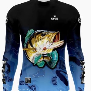 Camisa Esportiva Infantil +UV50 Tucunaré Preta Azul King