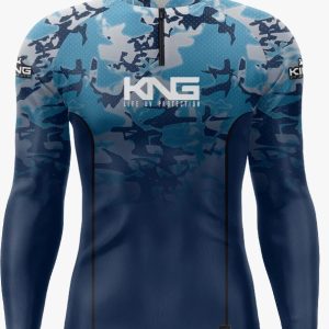 Camisa Esportiva Unissex+UV50 Camuflado Azul King
