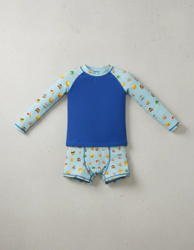 Conjunto Infantil Uv50+ Camiseta Longa E Sunga Azul - Image 5