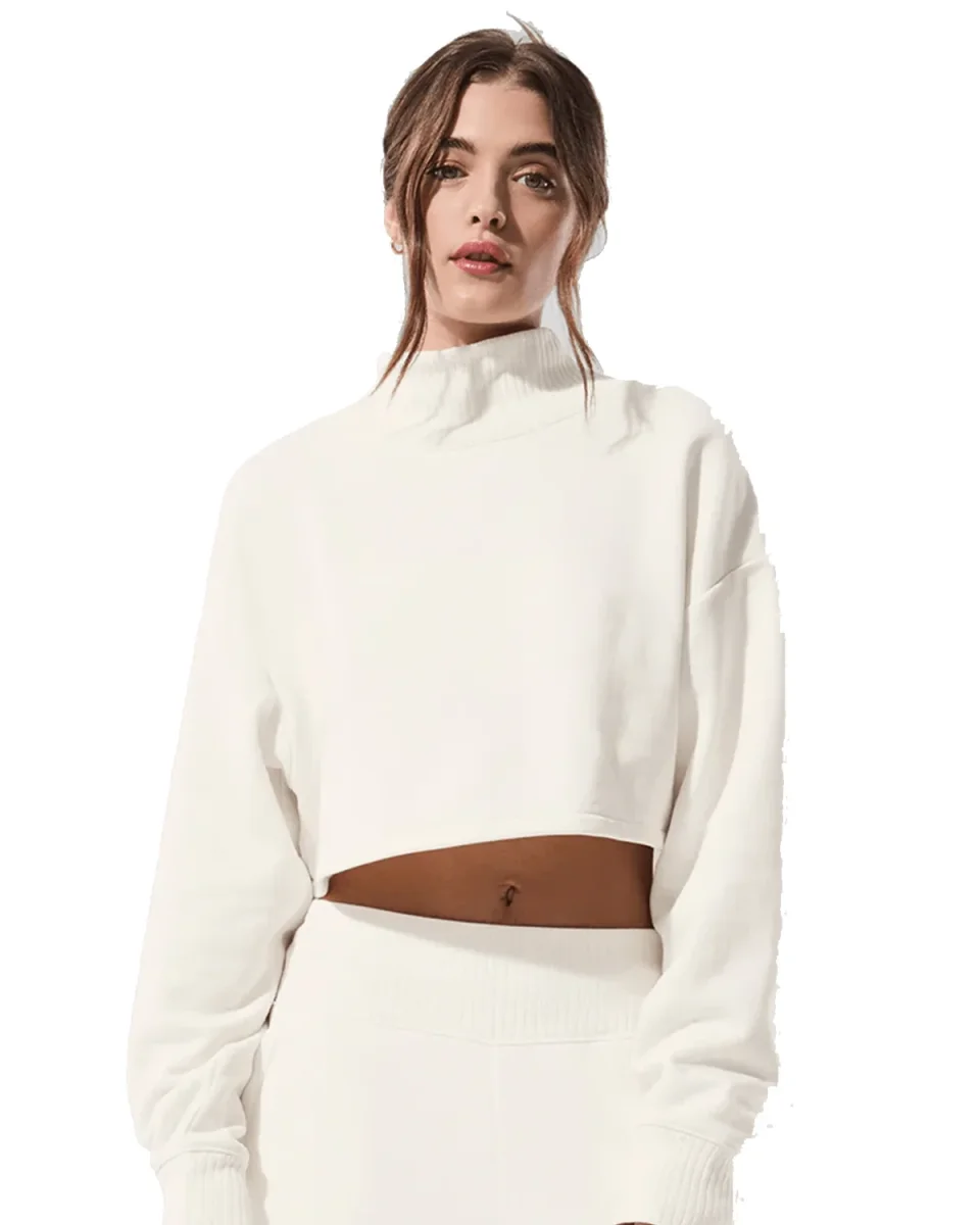Moletom Alo Yoga Cropped Serenity Coverup Ivory Off White