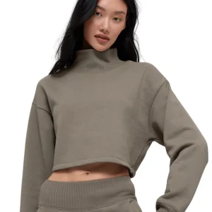 Moletom Alo Yoga Cropped Serenity Coverup Light Cocoa Bege