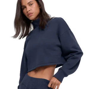 Moletom Alo Yoga Cropped Serenity Coverup Navy Azul