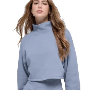 Moletom Alo Yoga Cropped Serenity Coverup Winter Frost Azul