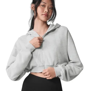 Moletom Alo Yoga Sweet Escape Zip Up Athletic Heather Grey Cinza