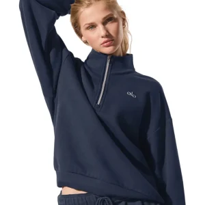 Pullover Alo Yoga Accolade 1/4 Zip Navy Azul Marinho