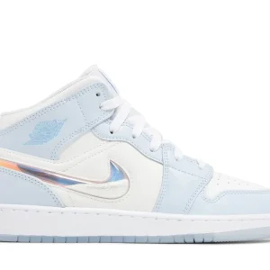 Tênis Nike Air Jordan 1 Mid Glitter Swoosh Azul