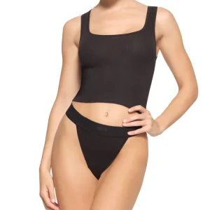 Top Skims Cotton Rib Soot Preto